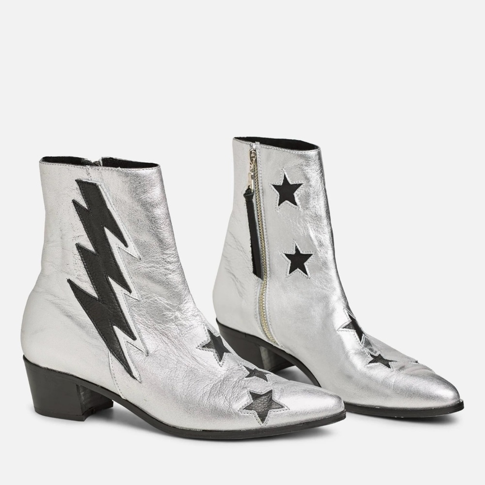 Modern Vice Silver and Black Ankle Boots